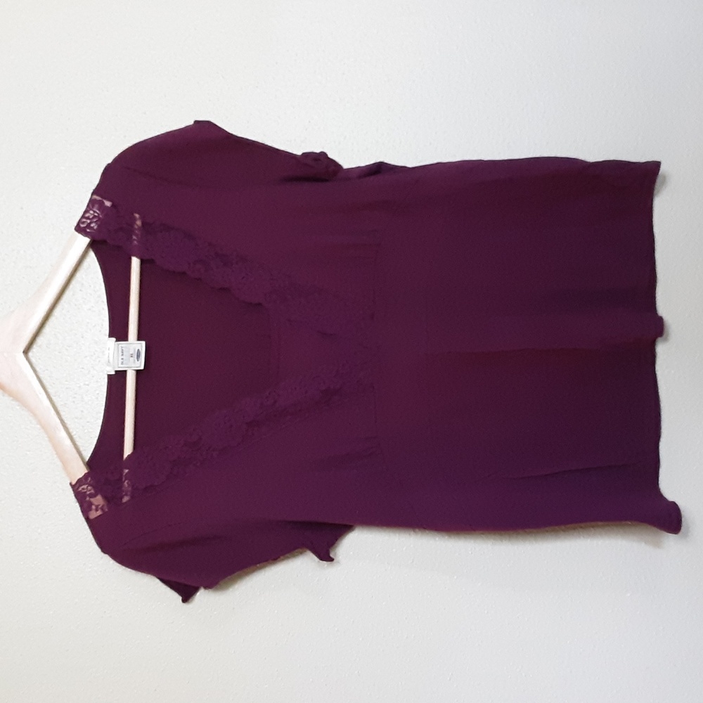 Old Navy Deep Purple Lace Accent Blouse